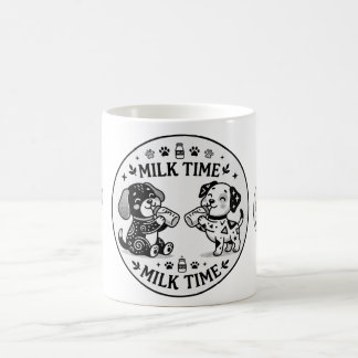 tasse de café BW pour l'heure du lait des chiots