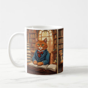 tasse de café chat de bibliothèque