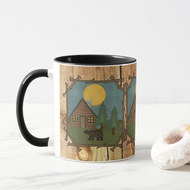Tasse de café d'amusement de cabine d'ours de pays (Avec donut)