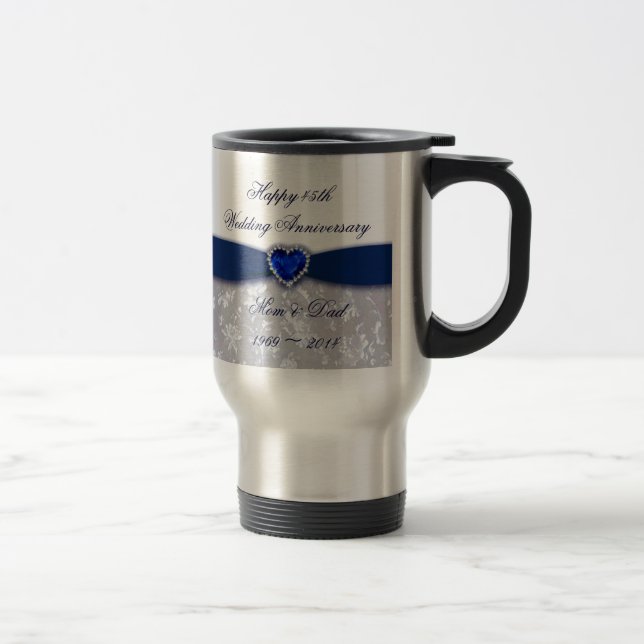 Tasse de café d'anniversaire de mariage de damassé (Droit)