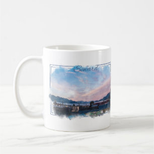 Tasse de café d'aquarelle de Seward Alaska