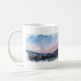 Tasse de café d'aquarelle de Seward Alaska