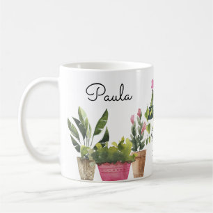 Tasse de café d'art d'usine d'aquarelle d'amant d