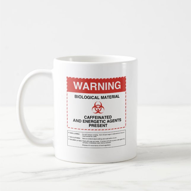 Tasse de café d'avertissement de Biohazard (carré) (Gauche)