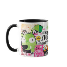 Tasse de café de bande dessinée d'amusement à