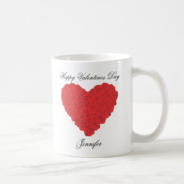 Tasse de café de coeurs de roses rouges (Droite)