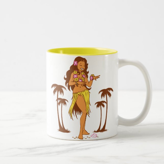 Tasse de café de fille de danse polynésienne (Droit)