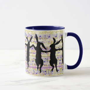 Tasse de café de lapins de danse