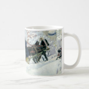 Tasse de café de Noël de tour de Sleigh d'hiver