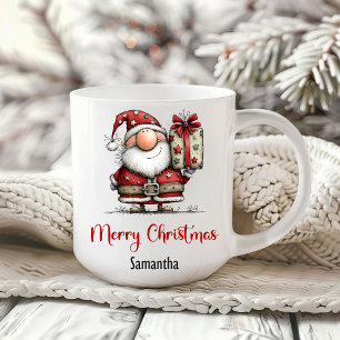 Tasse de café de Noël dessin animé Santa drôle et 