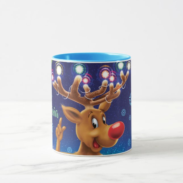 Tasse de café de Noël, Rudolph et lumières faits (Centre)