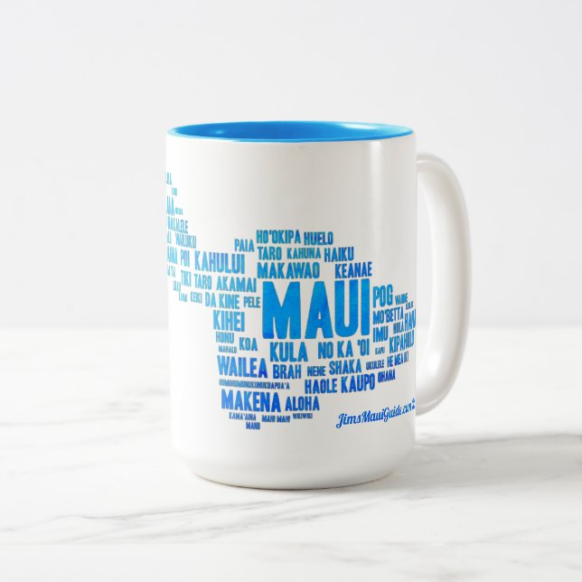 Tasse de café de nuage de mot de Maui (Devant droit)