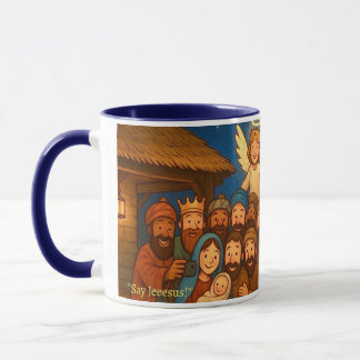 Tasse de café de nuit sainte selfie Noël 11 oz