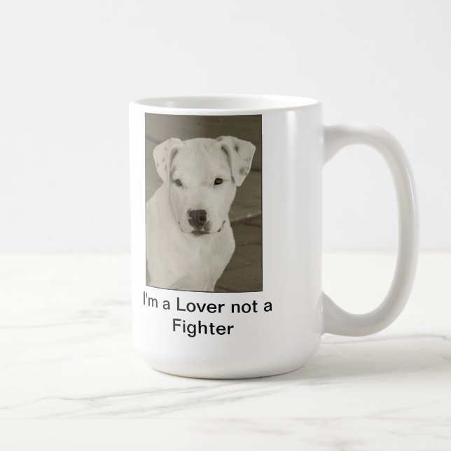 Tasse de café de pitbull "je suis un amant pas un (Droite)