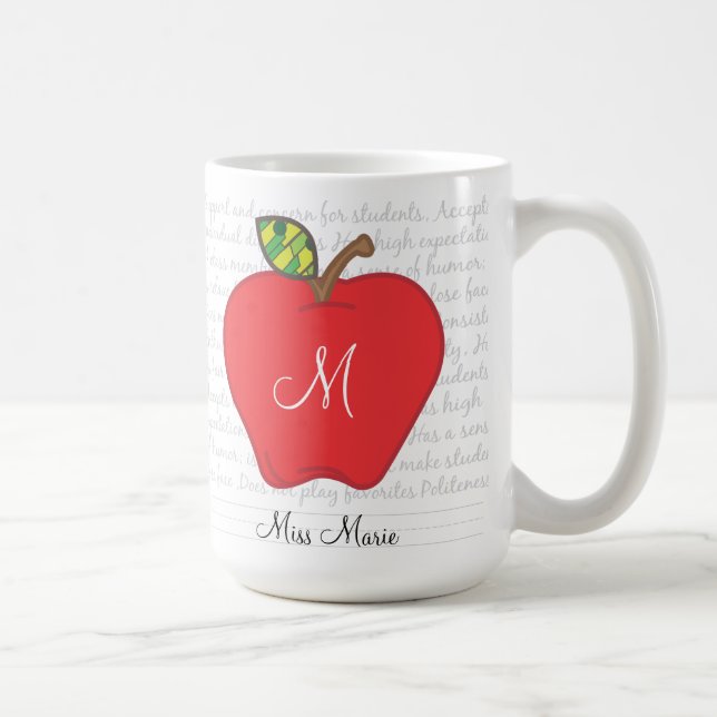 Tasse de café de professeurs d'Apple de monogramme (Droite)