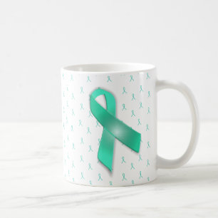 Tasse de café de rubans de conscience de MG Teal