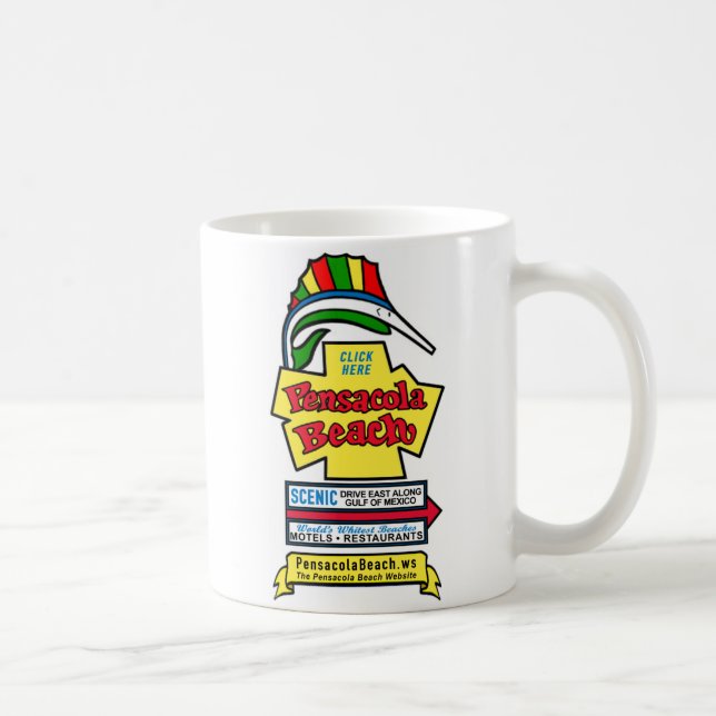 Tasse de café de signe de plage de Pensacola (Droite)