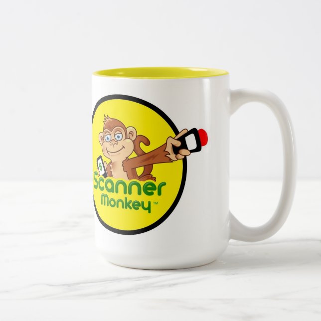 Tasse de café de singe de scanner 15 onces - blanc (Droit)