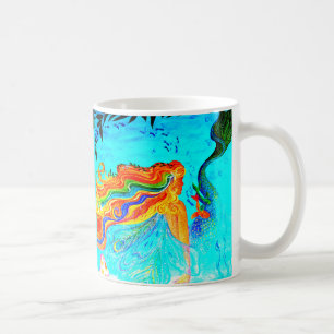 tasse de café de sirènes de cheveux d'arc-en-cie