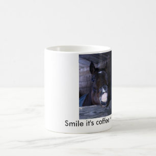 Tasse de café de sourire de cheval