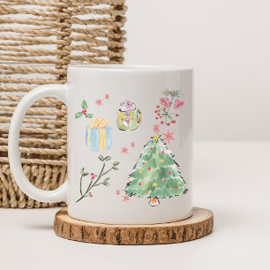 Tasse de café de vacances d'arbre de Noël à l'aqua