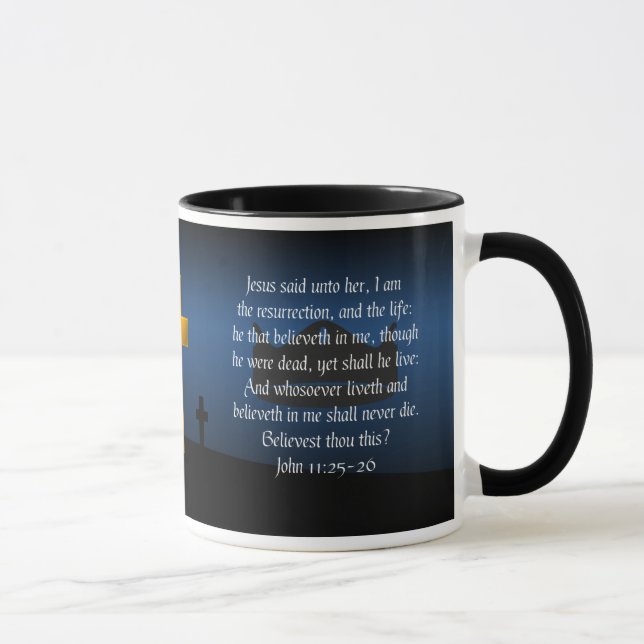 Tasse de café de vers de bible de résurrection et (Droite)