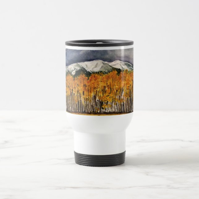 Tasse de café de voyage d'art d'aquarelle d'arbres (Centre)