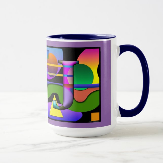 Tasse de café décorée d'un monogramme de "T" et de (Droite)