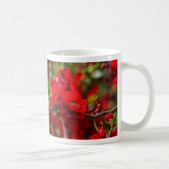 Tasse de café décorée d'une branche de cognassier (Droite)