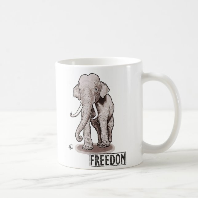 Tasse de café d'éléphant de "liberté" (Droite)