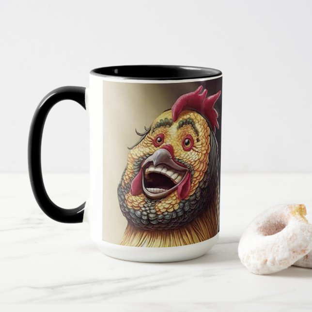 Tasse de café dérangée de coq (Avec donut)