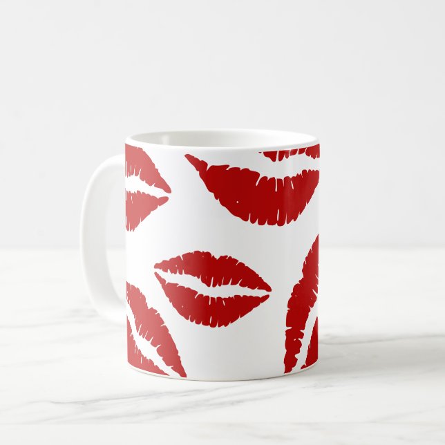 Tasse de café d'impression de lèvres de rouge à (Devant gauche)