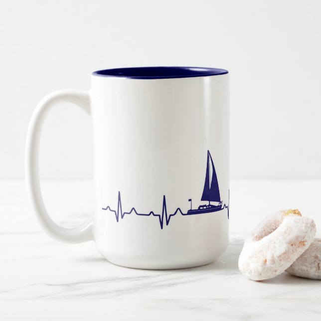 Tasse de café d'impulsion de bateau de bleu marine (Avec donut)