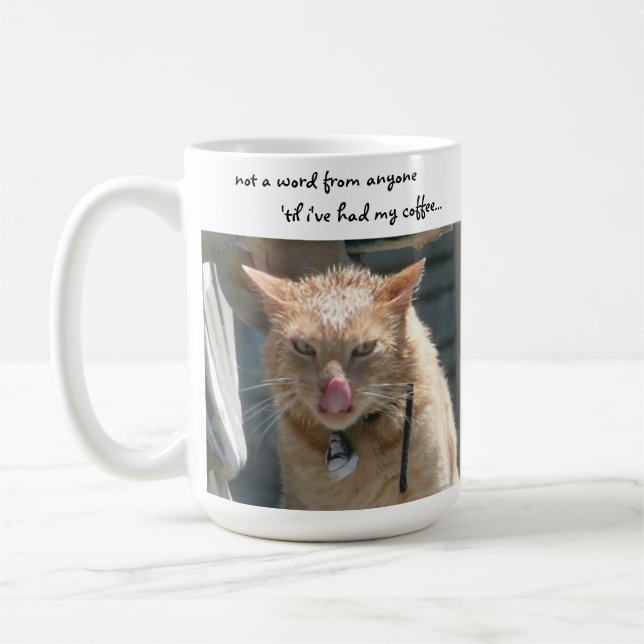 Tasse de café drôle de chat grincheux (Gauche)
