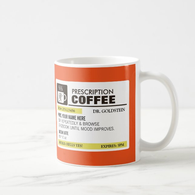 Tasse de café drôle de prescription avec le (Droite)