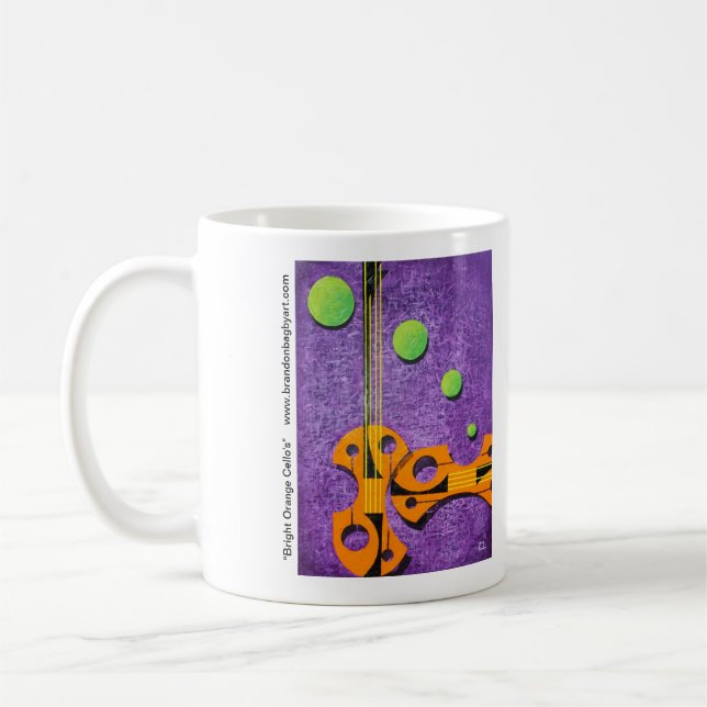 Tasse de café du violoncelle orange lumineux (Gauche)