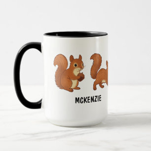Tasse de café écureuils mignons dessinés à la main