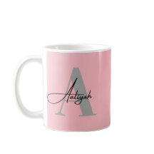 Tasse de café élégante rose monogramme nom personn