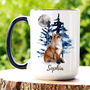 Tasse de café en bois personnalisée avec renard à