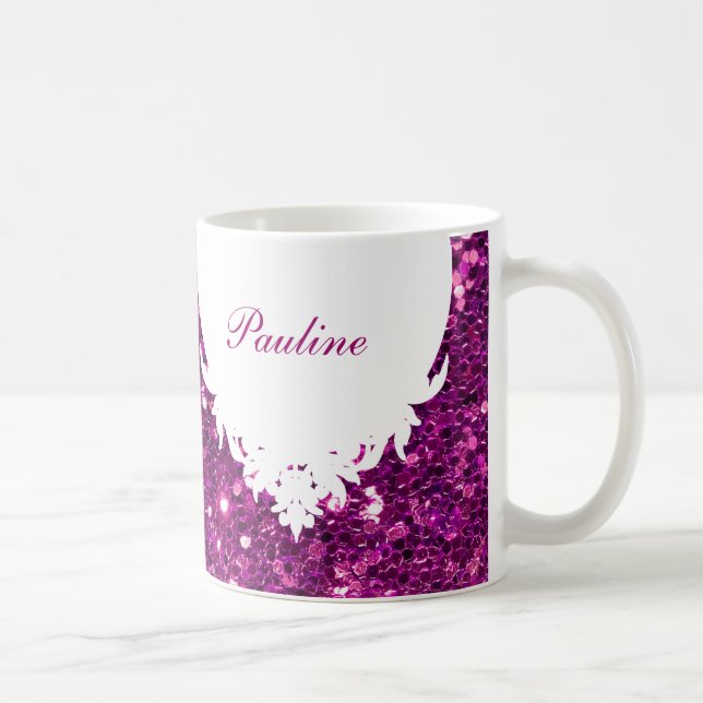 Tasse de café étincelante de monogramme (Droite)