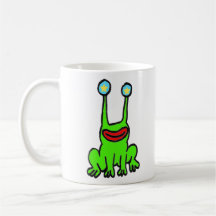 Tasse de café étrangère heureuse de grenouille
