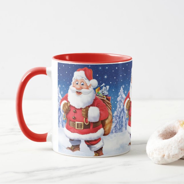Tasse de café faite sur commande de Noël, Santa (Avec donut)