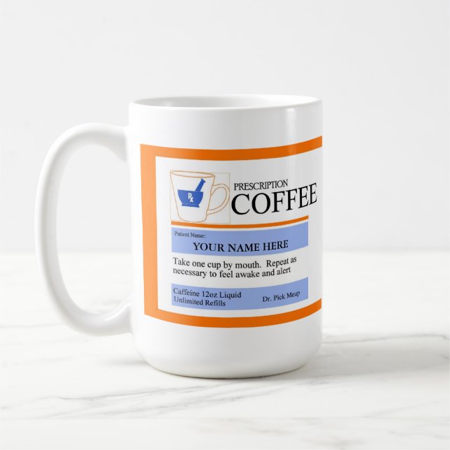 Tasse de café faite sur commande de prescription (Gauche)
