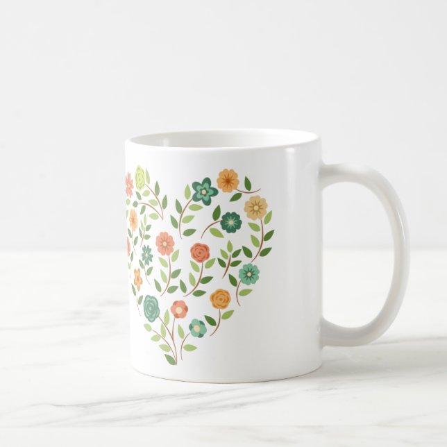 Tasse de café florale de coeur (Droite)