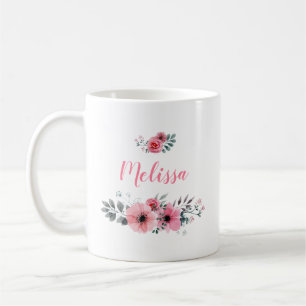 Tasse de café florale nommée faite sur commande