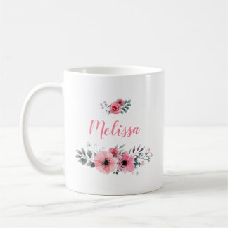 Tasse de café florale nommée faite sur commande