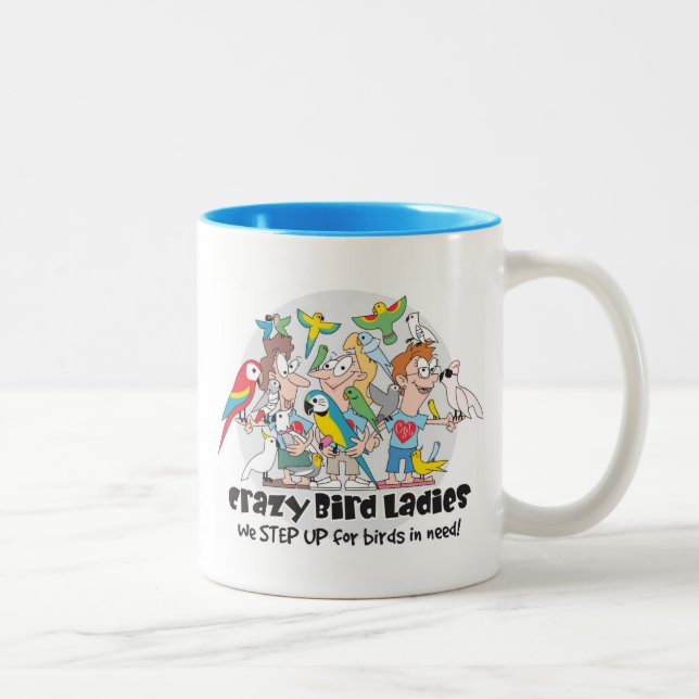 Tasse de café folle de dames d'oiseau (Droit)