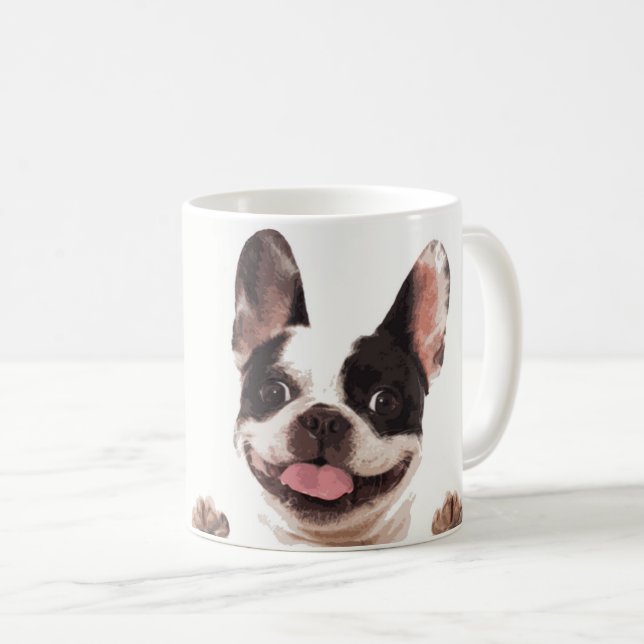Tasse de café heureuse de bouledogue français (Devant droit)