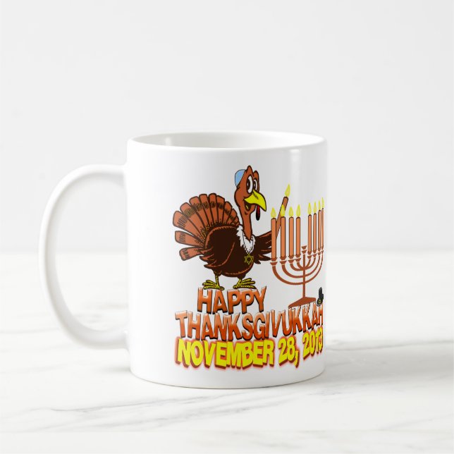 Tasse de café heureuse de Thanksgivukkah (Gauche)