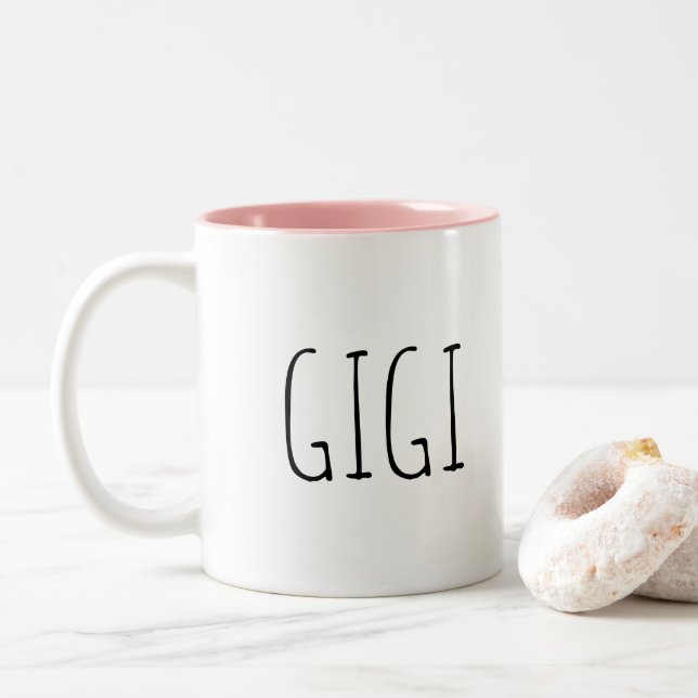 Tasse de café intérieure d'intérieur rose de Gigi (Avec donut)
